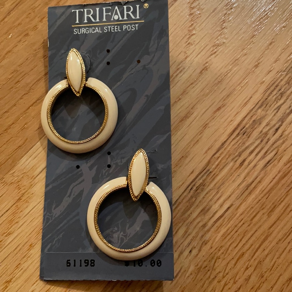 Trifari Surgical Steel Post Drop Earrings